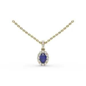 Best Fana Sapphire and Diamond Halo Necklace