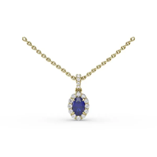 Best Fana Sapphire and Diamond Halo Necklace