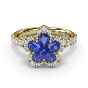 New Fana Sapphire and Diamond Magnolia Ring