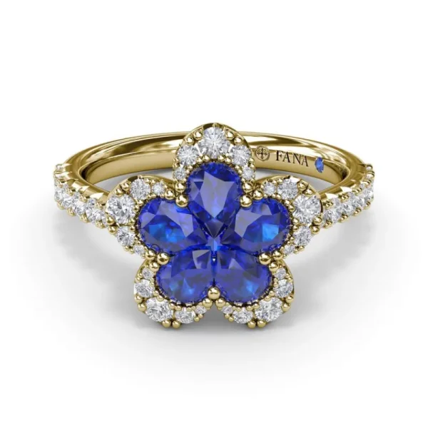 New Fana Sapphire and Diamond Magnolia Ring