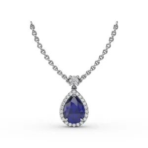 Outlet Fana Sapphire and Diamond Teardrop Necklace