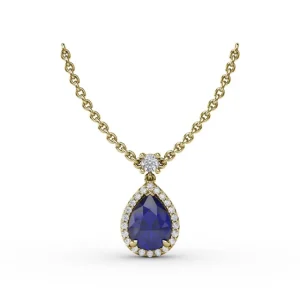 Outlet Fana Sapphire and Diamond Teardrop Necklace