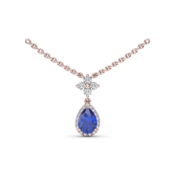 Clearance Fana Sapphire and Diamond Teardrop Necklace