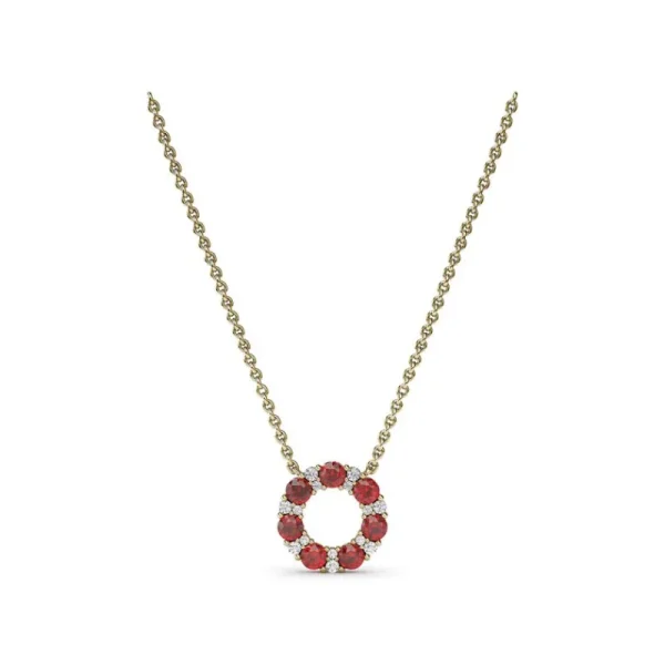 Best Fana Shared Prong Ruby and Diamond Circle Necklace