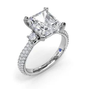 Clearance Fana Side Stone Pavé Diamond Engagement Ring