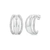 Outlet Kelley Collection Silver Bold Diamond Half Hoop Earrings