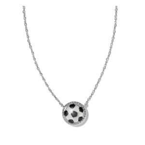 Discount Kendra Scott Soccer Silver Short Pendant Necklace in Ivory Mother-of-Pearl