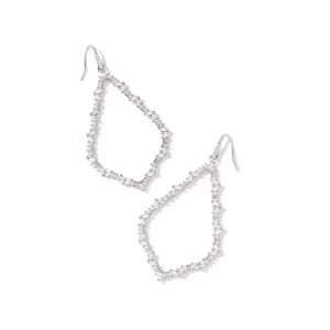 Fashion Kendra Scott Sophee Silver Crystal Open Frame Earrings in White Crystal