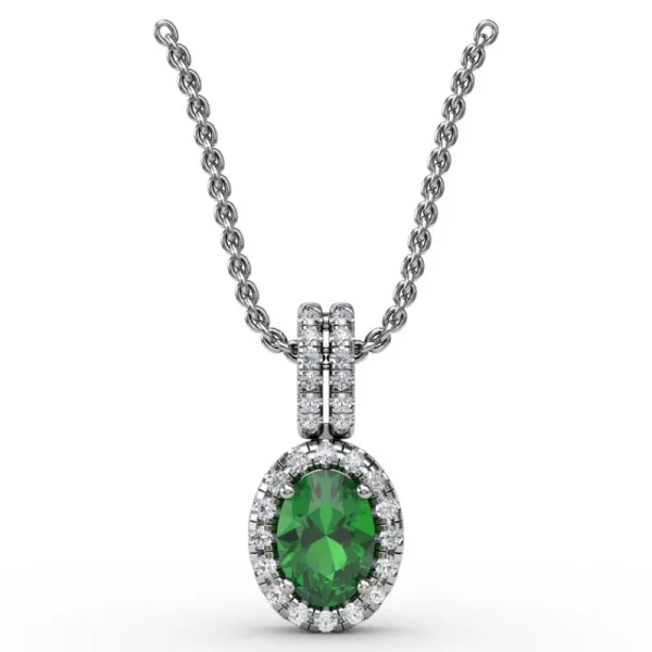 Outlet Fana Sophisticated Emerald and Diamond Pendant