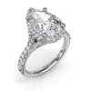 Hot Fana Split Shank Diamond Halo Engagement Ring