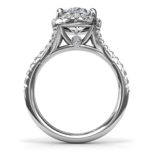 Hot Fana Split Shank Diamond Halo Engagement Ring