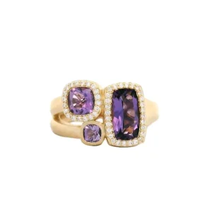 Sale Dilamani 3-Stone Amethyst & Diamond Ring