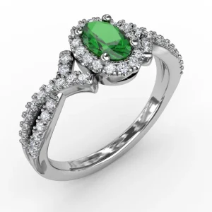 Discount Fana Swirls of Love Emerald and Diamond Twist Ring