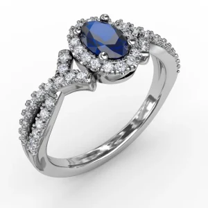 New Fana Swirls of Love Sapphire and Diamond Twist Ring