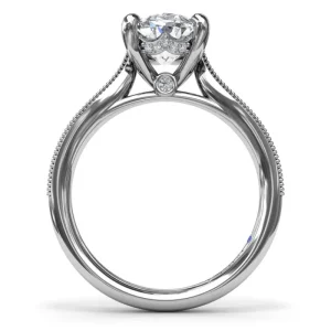 Best Fana Tapered Milgrain Diamond Engagement Ring