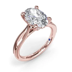 Best Fana Tapered Milgrain Diamond Engagement Ring