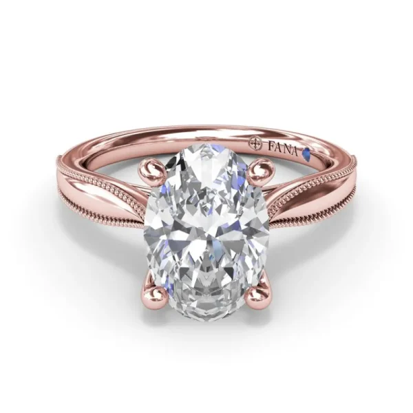 Best Fana Tapered Milgrain Diamond Engagement Ring