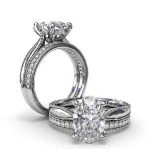 Best Fana Tapered Milgrain Diamond Engagement Ring