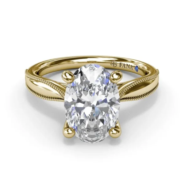 Best Fana Tapered Milgrain Diamond Engagement Ring