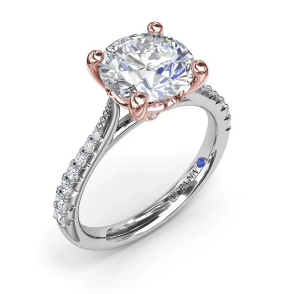 Fashion Fana Thin Milgrain Graduated Diamond Engagement Ring