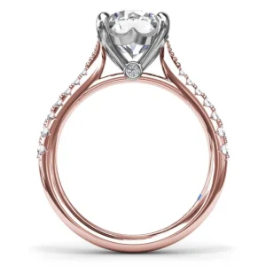 Fashion Fana Thin Milgrain Graduated Diamond Engagement Ring