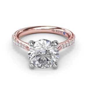 Fashion Fana Thin Milgrain Graduated Diamond Engagement Ring