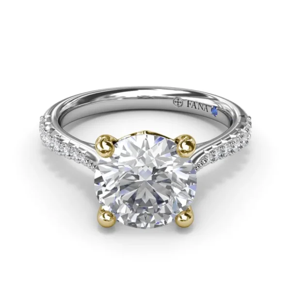 Fashion Fana Thin Milgrain Graduated Diamond Engagement Ring