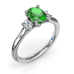 Sale Fana Three Stone Emerald and Diamond Ring