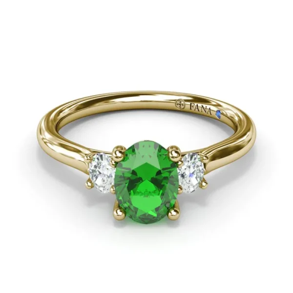 Sale Fana Three Stone Emerald and Diamond Ring