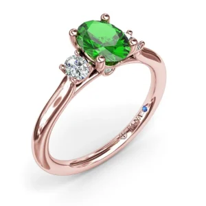 Sale Fana Three Stone Emerald and Diamond Ring