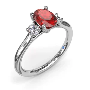 Discount Fana Three Stone Ruby and Diamond Ring