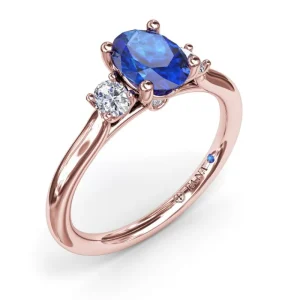 Sale Fana Three Stone Sapphire and Diamond Ring