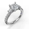 Outlet Fana Three Stone With Pave Engagement Ring