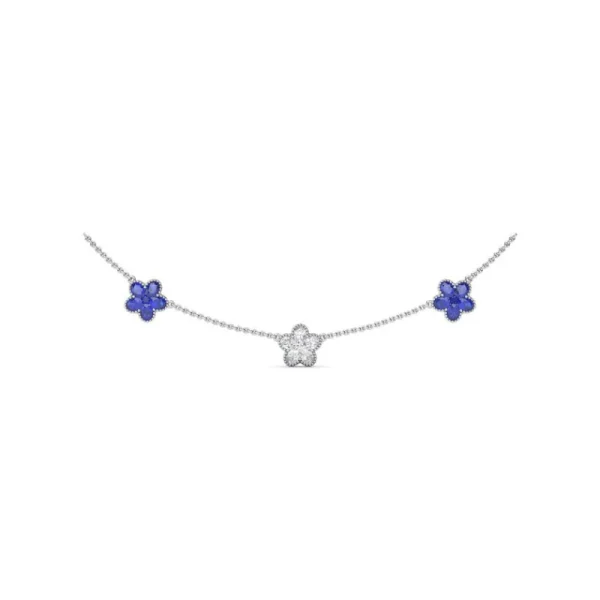 Fashion Fana Three-Station Diamond and Sapphire Necklace