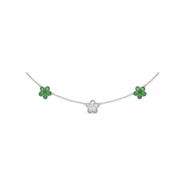 Discount Fana Three-Station Diamond and Emerald Necklace