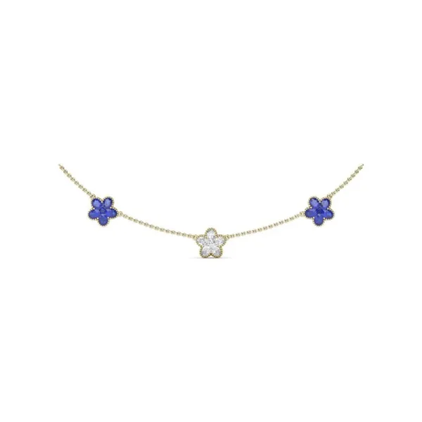 Fashion Fana Three-Station Diamond and Sapphire Necklace