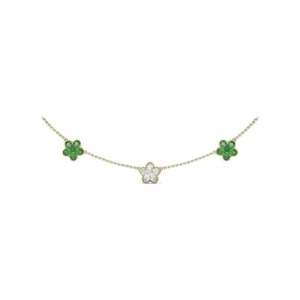 Discount Fana Three-Station Diamond and Emerald Necklace