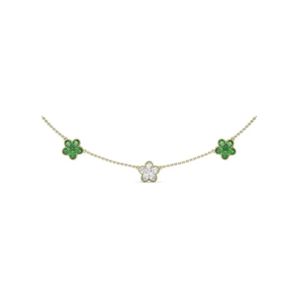 Discount Fana Three-Station Diamond and Emerald Necklace