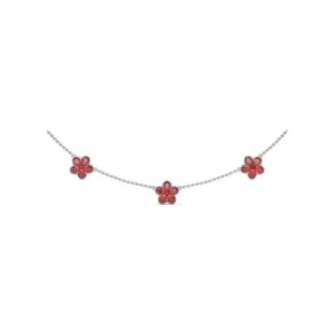 New Fana Three-Station Ruby Magnolia Necklace