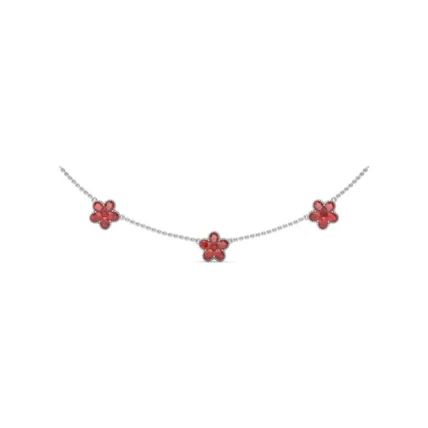 New Fana Three-Station Ruby Magnolia Necklace