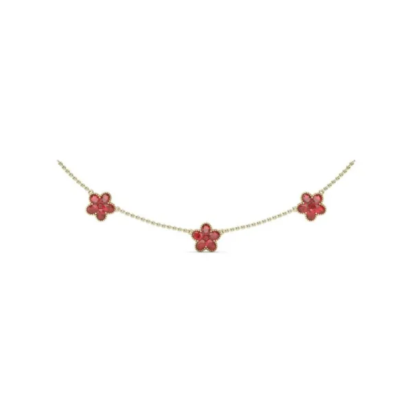 New Fana Three-Station Ruby Magnolia Necklace