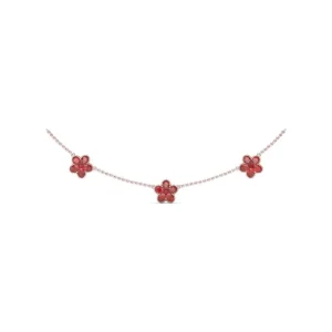 New Fana Three-Station Ruby Magnolia Necklace