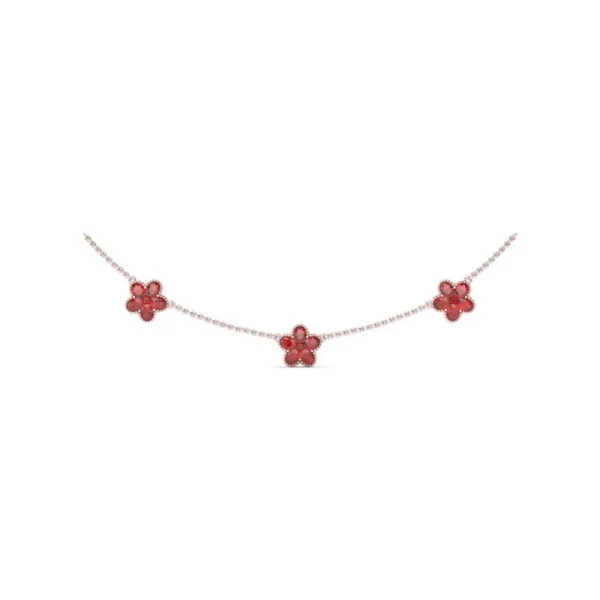 New Fana Three-Station Ruby Magnolia Necklace