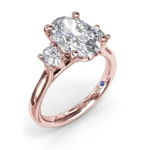 Hot Fana Three-Stone Oval Diamond Engagement Ring