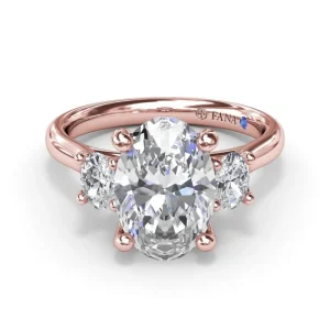 Hot Fana Three-Stone Oval Diamond Engagement Ring