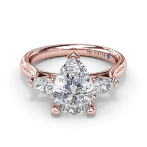 Hot Fana Three-Stone Pear Diamond Engagement Ring