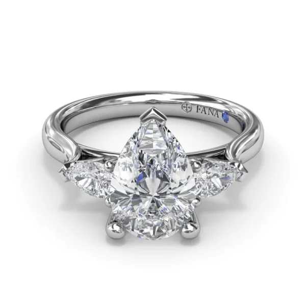 Hot Fana Three-Stone Pear Diamond Engagement Ring