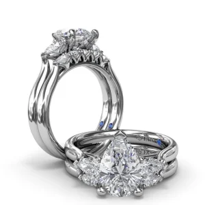 Hot Fana Three-Stone Pear Diamond Engagement Ring