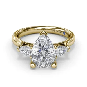 Hot Fana Three-Stone Pear Diamond Engagement Ring