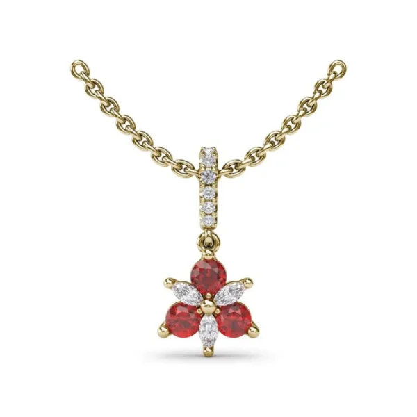 Clearance Fana Trio Stud with Marquise and Ruby Diamond Pendant